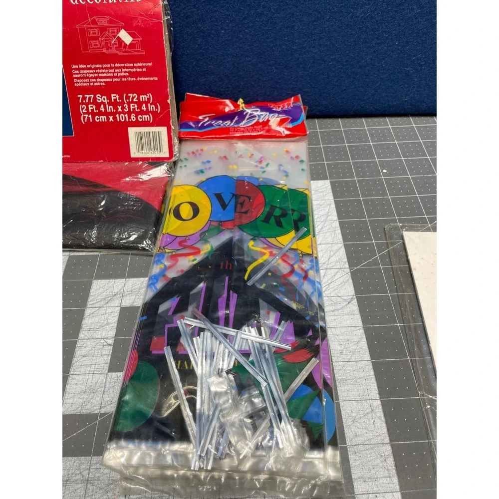 American Greetings Birthday Flag and Over the Hill Treat Bags Black Multi Vintag